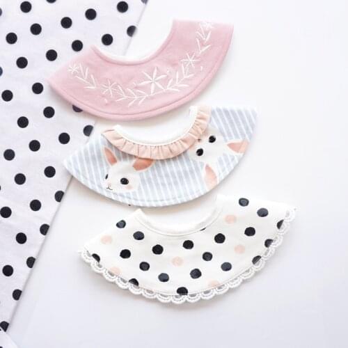 INS Korean All-match Fake Collar Baby Cotton Bib Cute Infant Cartoon Print Saliva Towel Scarf Baby Fashion Bib Accessories