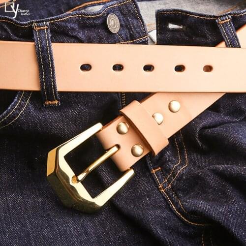 Pure copper mens leather belt leather belt top layer leather belt mens casual belt pin buckle belt