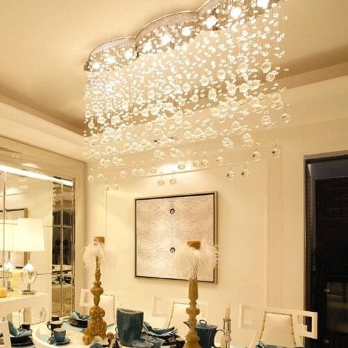 Luxury crystal lamp restaurant lights hanging line lights cut curtain oval light modern simple entrance lights crystal chandelie