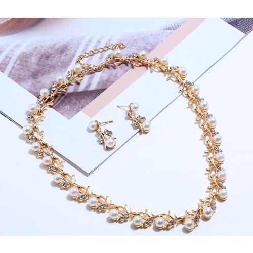 Bohopan 2019 Personalized Jewelry Set For Women Shine Pearl Rhinestone Earrings And Necklace Female Elegant Bohemia Accessories