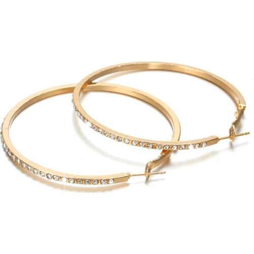 Hot Party Earrings Women Fashion Trendy Big Round Hoop Earrings Circle Elegant Simple Pierced Silvery/Golden/Rose Gold 3 Colors