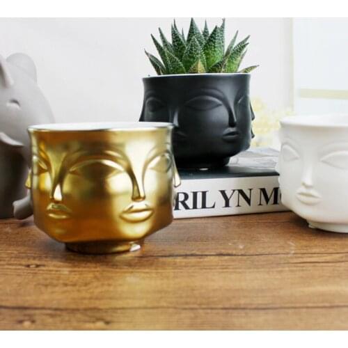 Nordic Potted Plants Flower Pot Man Face Flower Vase Home Decoration Accessories Ceramic Vase for Flower Succulents Pot Planters