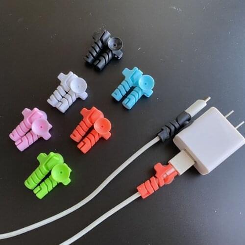 2Pcs Spiral USB Cable Organizer Management Wire Protector with Sucker for Charging Data Earphone Mouse Line Cable Wire