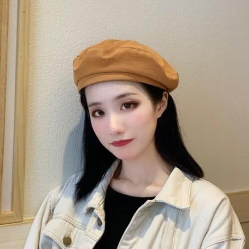 Thin Breathable Octagonal Hat British Vintage Painter Hat Dark Blue Women Hats & Caps Fashion Berets