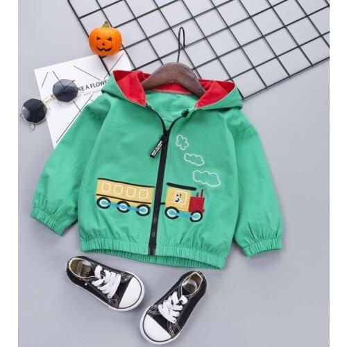 Bobora Baby Boy Outerwear Cartoon Print Casual Hoodie Zipper Baby Boys Fashion Cute Sweatshirts Clothes