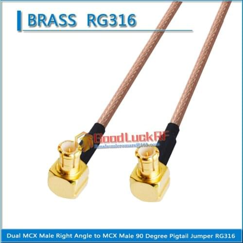 High-quality Dual MCX Male Right Angle to MCX Male 90 Degree Plug Pigtail Jumper RG316 Cable Low Loss Type L