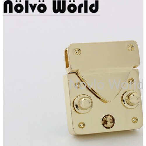5-20 sets 4 colors 29*35mm gold color rectangle shaped press lock with key for woman handbag metal clasp chains purse parts