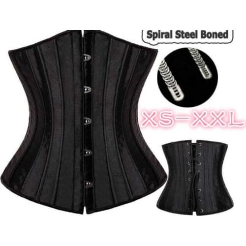 Women Sexy Waist Cincher Corsets 28 Steel Boned Bustiers Corset Underbust Satin Body Shaper Lingerie Waist Cincher Corselet
