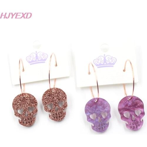 1pair) HP093 Acrylic SKull Dangle Earrings Hollween Earrings Glitter Acrylic Earrings