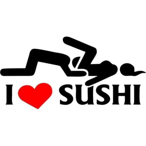 1 piece Funny Car Sticker KK Vinyl I Love Sushi Decal Reflective Laser Motorcycle Car Styling 3D Black/Sliver 12*6cm