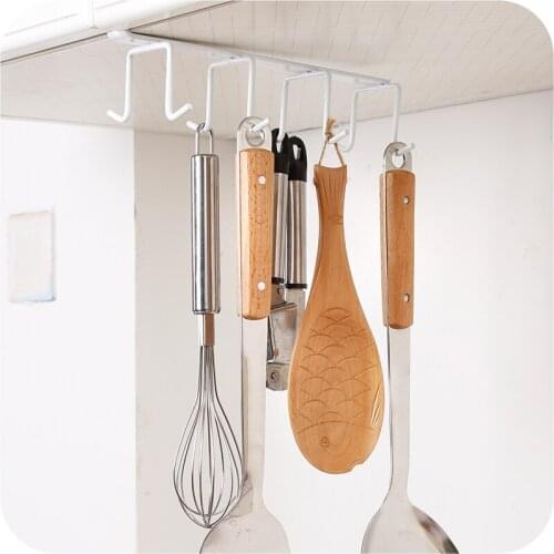 1pc Iron Cabinet Hanger Free Nail Wardrobe Hanging Hanger Kitchen Creative Storage Bearings Hooks Shelf