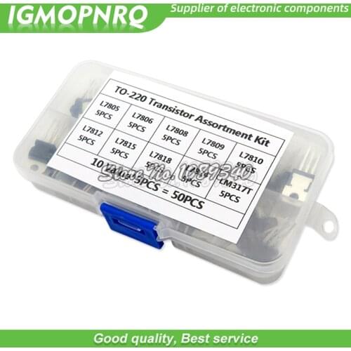 10value*5PCS=50PCS LM317T L7805 L7806 L7808 L7809 L7810 L7812 L7815 L7818 L7824 Transistor Assortment Kit Voltage Regulator Box