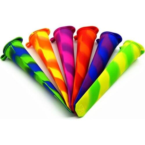 2PC Swith Lids Silicone Popsicle Molds Three kinds of styles Durable Ice Pop Molds Popsicle Maker, Assorted Color