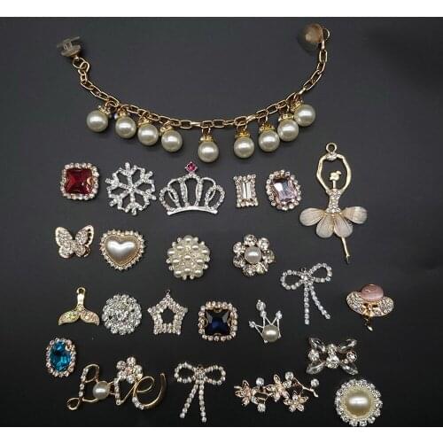 24 Types Crystal Crown Metal Charms Designer jibz for croc Accessories Clog Shoe Button Decoration Lovely Charm Croc for women