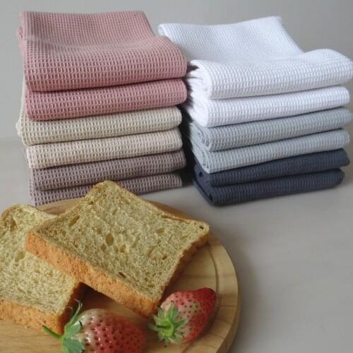 4pcs Waffle Lattice Tea Towels Table Cloth Napkin 45*65cm Home Party Kitchen Dishes Napkins Decorative White Cotton Tea towels