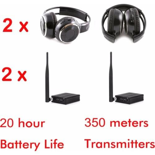 500m Foldable silent disco wireless headphone 2pcs packed with 2 transmitters