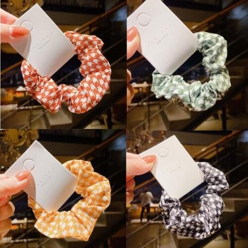 6pcs/Set French Retro Plaid Hair Ties Circle for Girls Women Fashion Scrunchies Hair Bands Kids Ponytail Holder Headdress