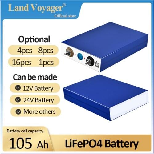 Land Voyager 3.2V 100Ah 105Ah lifepo4 battery 3C 300A discharge for DIY 12V 24V 36V 48V 400Ah battery pack boat scooter caravan