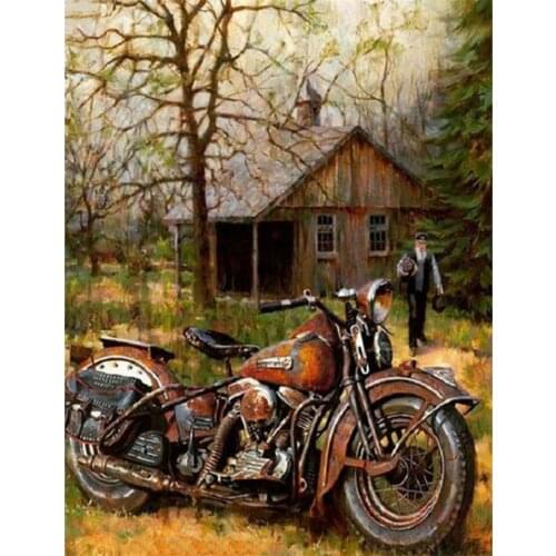 Yujohom Diamond Painting Motorcycle,Diamond Embroidery Full Drill Square Rhinestones 5D Diy Diamond Painting Kit Pictures Mosaic