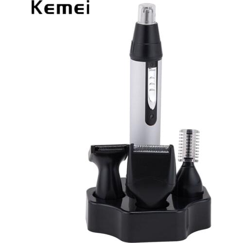 Kemei 4 In 1 Electric Nose Trimmer Rechargeable mens Ear Nose Hair Cutter Women Face Care Beard Shaver For Nose & Ear Trimmer