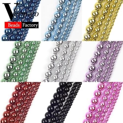 9 Colors Natural Mineral Stone Plating Hematite Beads For Jewelry Making 3/4/6/8/10mm Round Spacer Beads For Bracelets 15inch