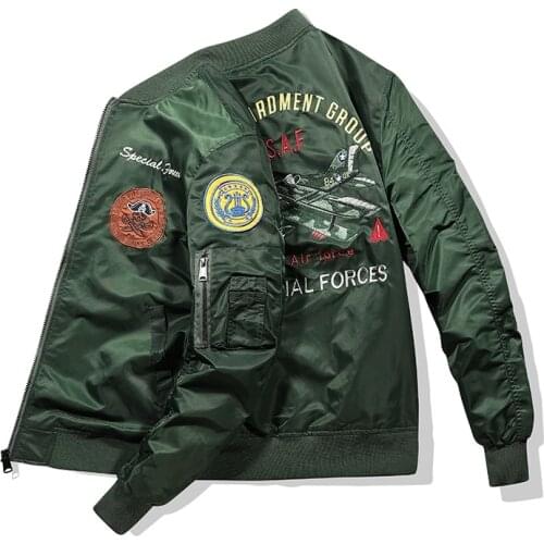 New MA1 men jacket Embroidered Outwear Pilot flight Slim fit patch jackets Autumn thin jacket And Winter warmcoat Motorcycle jac