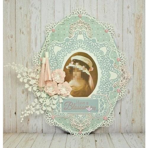 Mmao Crafts Metal Steel Cutting Dies New Lace oval frame edge Stencil For DIY Scrapbooking Paper/photo Cards Embossing Dies