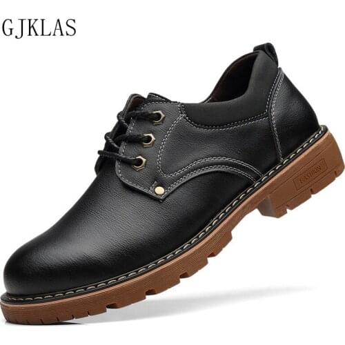 Genuine Leather Men Shoes Outdoor Lace Up Mens Casual Shoes Fashion Walking Men Flats Cow Leather Oxfords Mens Autumn Winter