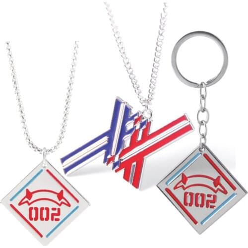 Anime DARLING in the FRANXX 02 Zero Two Necklace Code 002 Red Devil Horn Pendant Necklace for Women Men Cosplay Jewelry