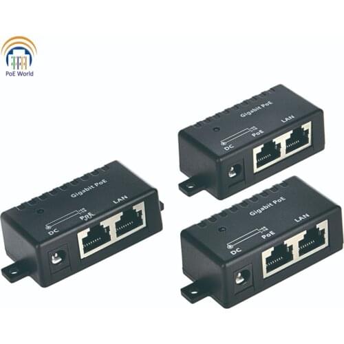 PoE World Gigabit Passive PoE injector PoE splitter Wall Mount Network PoE Patch Panel with 2.1*5.5mm DC connector