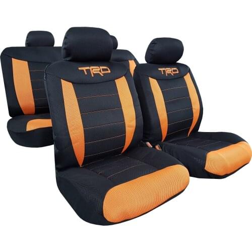 For Tacoma Full Set Canvas Seat Covers 1998-2021, Breathable Mesh Black Orange for Car Truck SUV