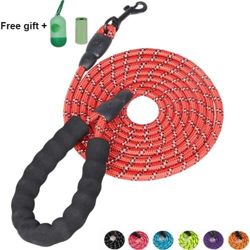 Pet Leashes Reflective Multi Color Round Rope Large Dog Collar Leash Training Running Rope Comfortable For Medium And Large Dogs