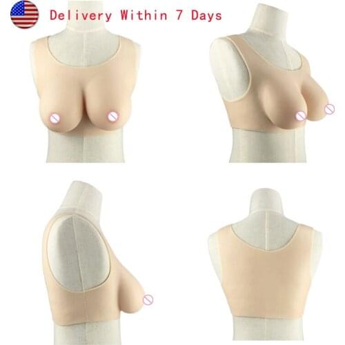 Realistic Silicone Breasts Form Tits With Fake Boobs Enhancer for Transgender Shemale Drag Queen Posing as Cosplay Crossdresser