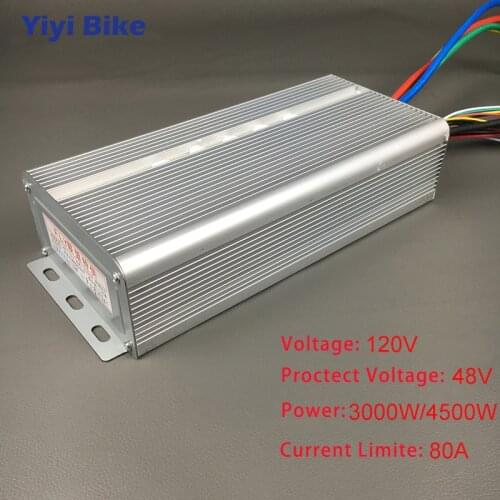 120V 3000W 4500W Brushless Motor Speed Controller 80A 24/36Mosfet 120Degree Phase With Sensor Hall For Electric Bike Motorcycle