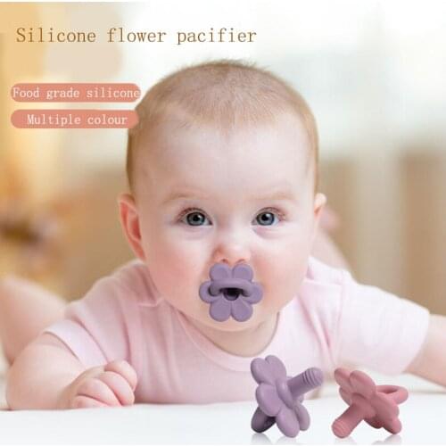 Flower Shape Pacifier for Newborn Babies Safety Silicone Dummy Soother Baby Round Head Pacifier Clip Baby Shower Gifts BPA Free
