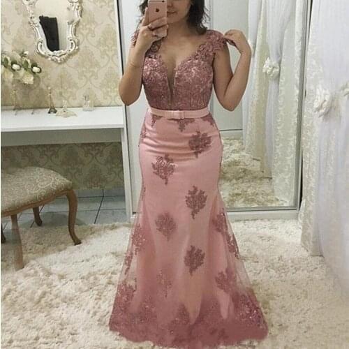 Light Pink Mermaid Mother Of The Bride Dresses Plus Size Sheer Jewel Cap Sleeve Vintage Lace 2022 Long Formal Evening Gown 2021