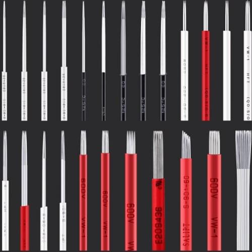 50pcs Tattoo Eyebrow Needles 3R/5R/7R/9R/17R/19R/21R 0.2mm/0.25mm for manual pen permanent makeup Microblading eyebrow pen