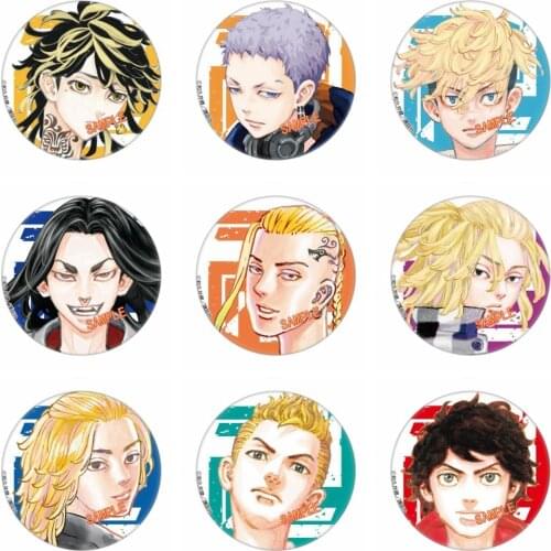 Tokyo Revengers Anime 50mm Hanagaki Takemichi Sano Manjirou Ryuuguuji Hanemiya Kazutora Mitsuya Metal Badge Brooch Pins