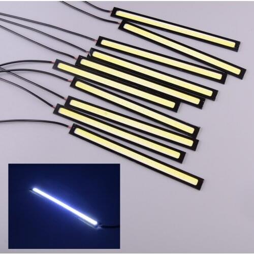 10pcs/Set Universal White Car LED COB Strip Daytime Running Light Fog Lamp Waterproof 12W DC 12V 6000K-8000K