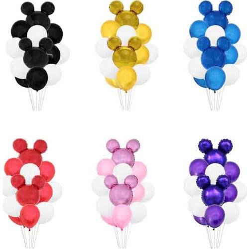 1set Mickey Minnie Mouse Balloons Birthday Latex Balloon Baby Shower Birthday Party Decoration Kids Foil Balloon Air Globos Toy