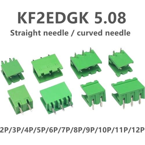 10PCS KF2EDGK 5.08 2EDG PCB 2PIN~10PIN Straight/curved needle Connector Plug-In Terminal Block 5.08MM Phoenix Contact Degson