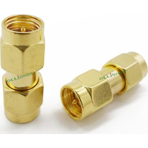 10Pcs Gold Tone SMA Male to SMA Male Plug RF Coaxial Adapter Connector Straight double SMA male SMA J/J adapter