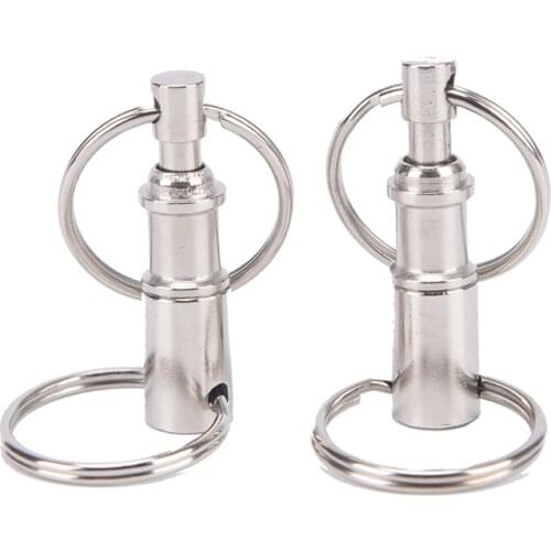 2Pcs/set Steel Removable Key Chain Outdoor Dual Detachable Pull Apart Quick Release Keychain Keyfob Split Snap Lock Holder