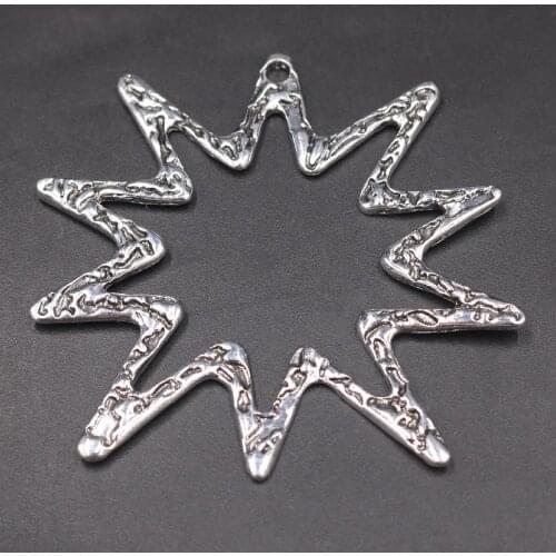 2pcs Silver Plated Exaggerated Large Ten-pointed Star Pendant DIY Charms Sweater Chain Earrings Jewelry Crafts Metal Accessories