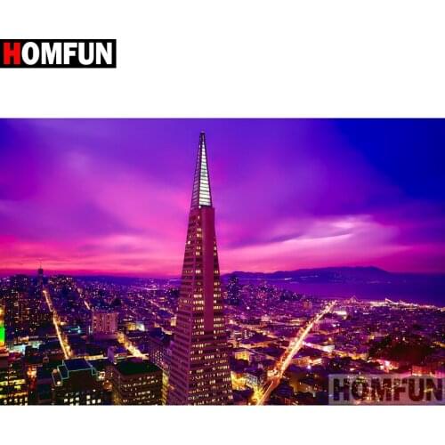 HOMFUN Full Square/Round Drill 5D DIY Diamond Painting "High building" Embroidery Cross Stitch 5D Home Decor Gift A16448