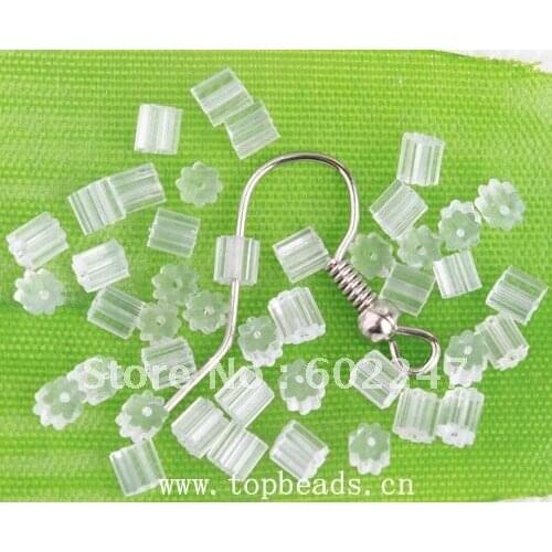 Free shipping Rubber Cube Earring Back Stoppers TUBE, Column Shape Clear Soft Rubber Earring Back Stopper, 5000pcs/lot