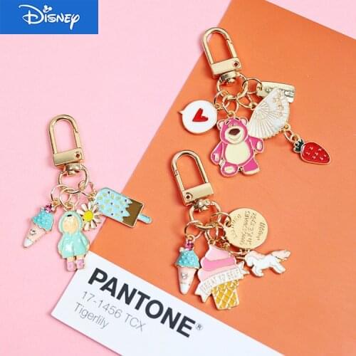 Disney Toy Story 4 Strawberry Bear Keychain Exquisite Airpods Accessories Keyrings Bag Pendant Key Chain Small Trinket Gift