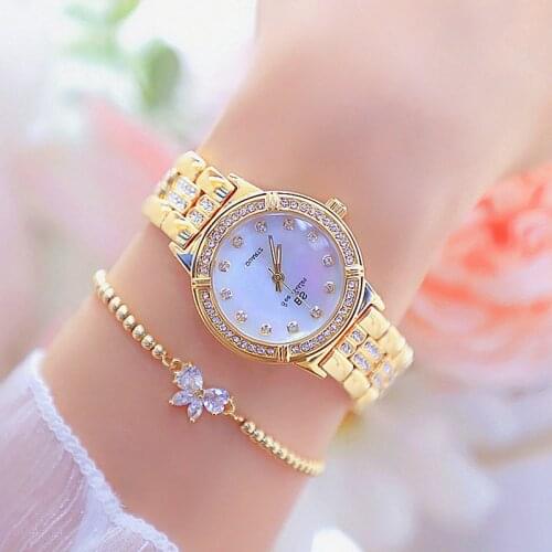 BS Bee Sister Brand Luxury Women Watches Diamond Rose Gold Ladies Dress Quartz Watch Rhinestone Bracelet Woman Wristwatch Clock