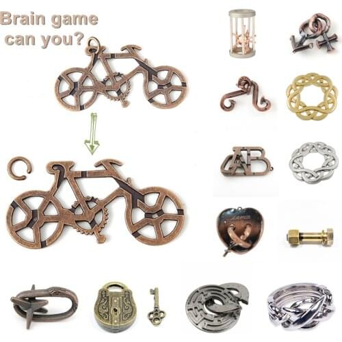 39 styles Brain game toy IQ Test Lock Brain Teaser Alloy Metal Puzzles Games puzzles toy Kids Adults Intelligent Toys Can You