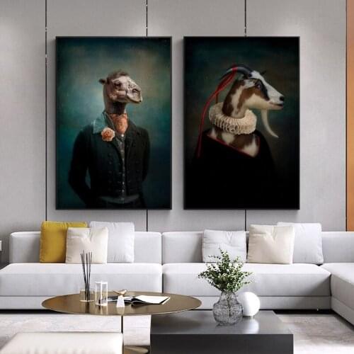 Earl of the Goat Classical Canvas Paintings On the Wall Art Posters And Prints Mr. Goat In a Suit Canvas Picture Home Wall Decor